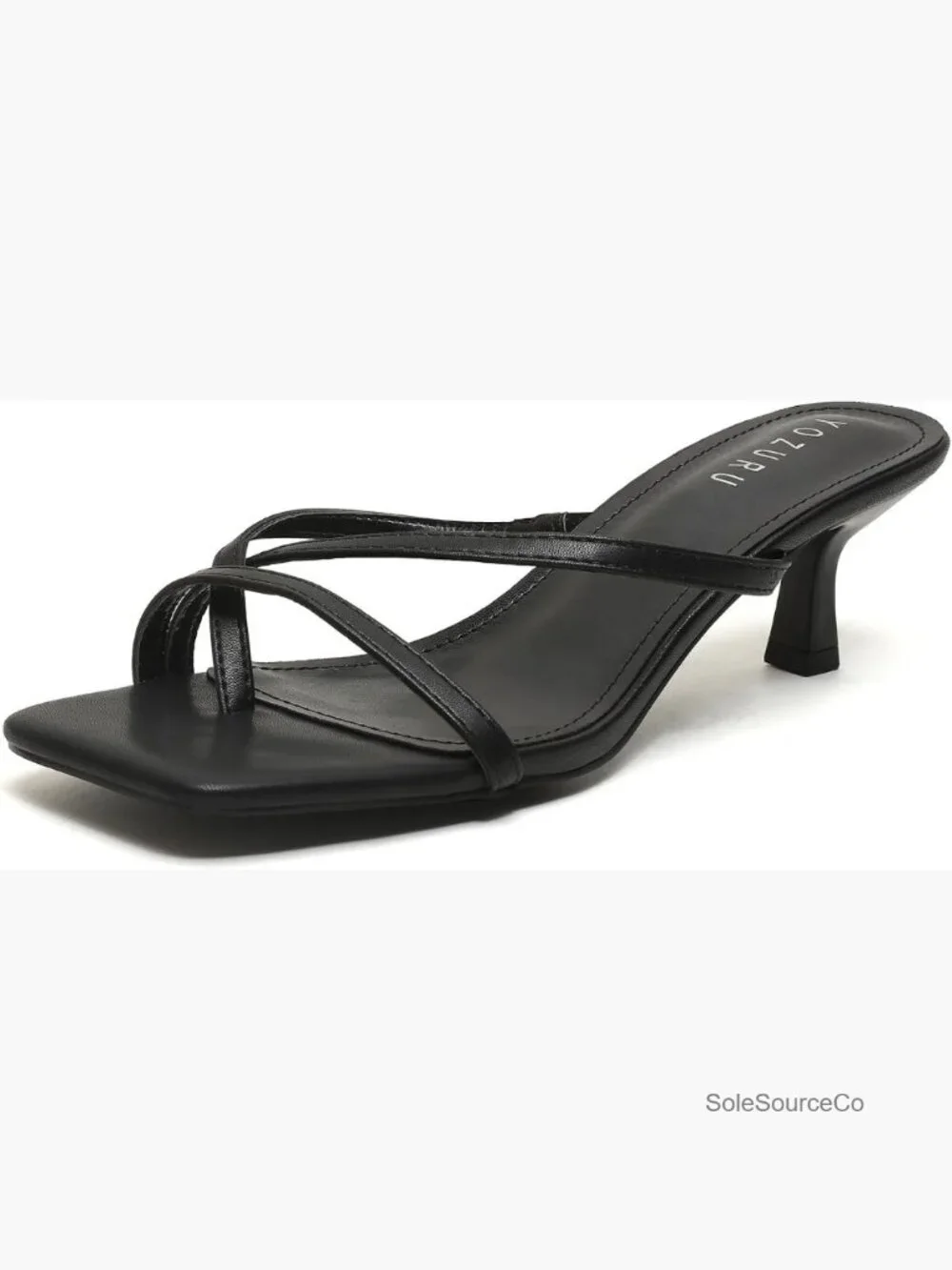 Square Toe Kitten Heel Strappy Sandals Low Heel Dressy Thong Summer